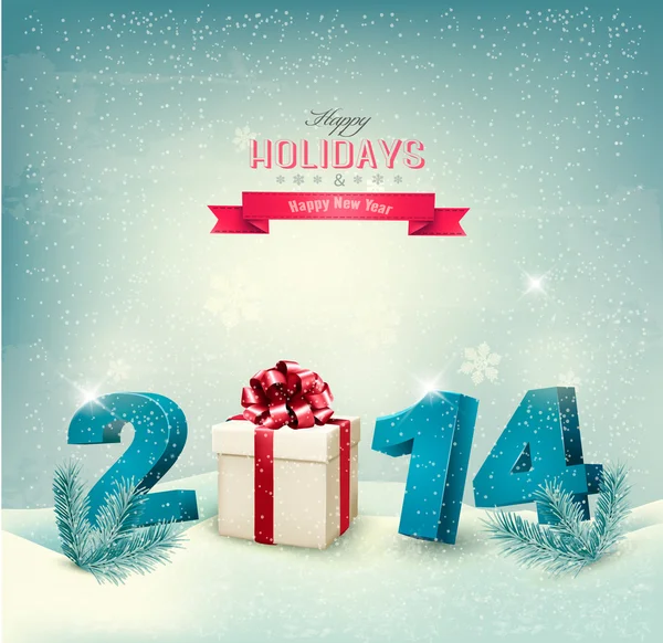 Mutlu yeni yıl 2014! Yeni yıl tasarım şablonu vektör illustratio — Stok Vektör