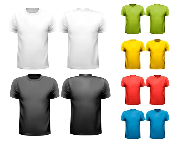 T-shirts masculinas coloridas. Modelo de design. Vetor. — Vetor de Stock