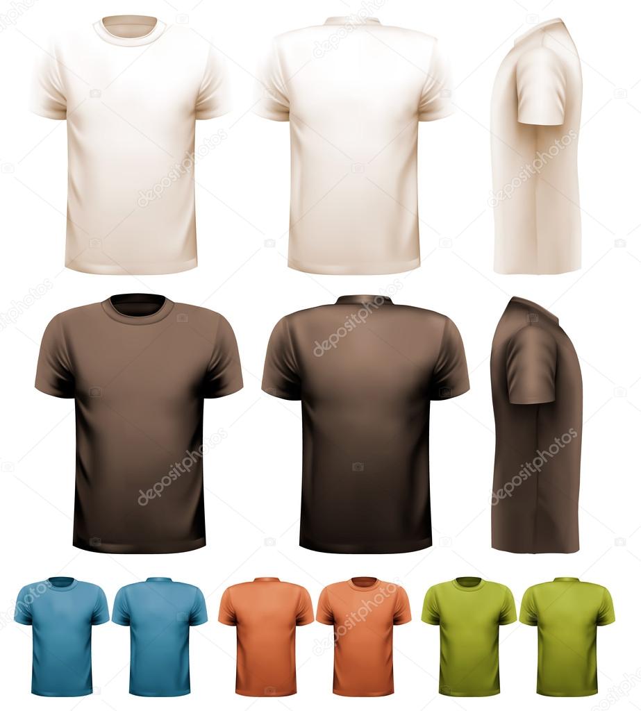 Colorful male t-shirts. Design template. Vector.