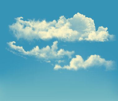 Mavi Gökyüzü bulutlu. vektör retro arka plan