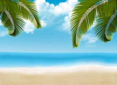 Palm beach üzerinde bırakır. vektör çizim.