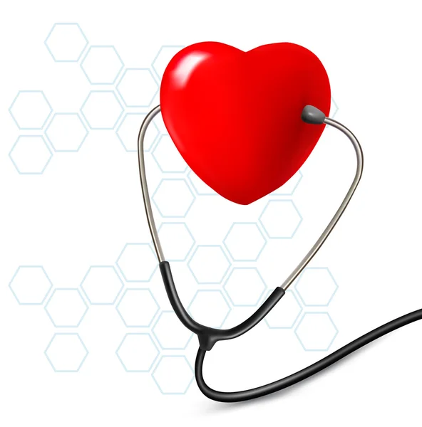 Background with stethoscope against a heart. Vector. — Stock Vector