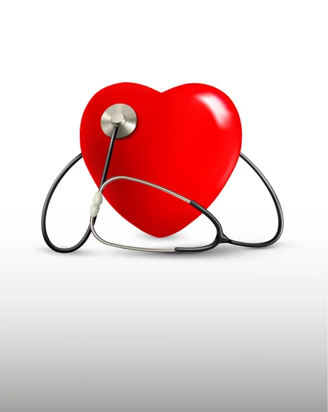 Background with a stethoscope and a heart. Vector. — Stock Vector