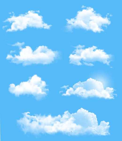 Conjunto de diferentes nubes transparentes. Vector . — Archivo Imágenes Vectoriales