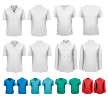 Set of white and colorful work clothes. Design template. Vector  clipart