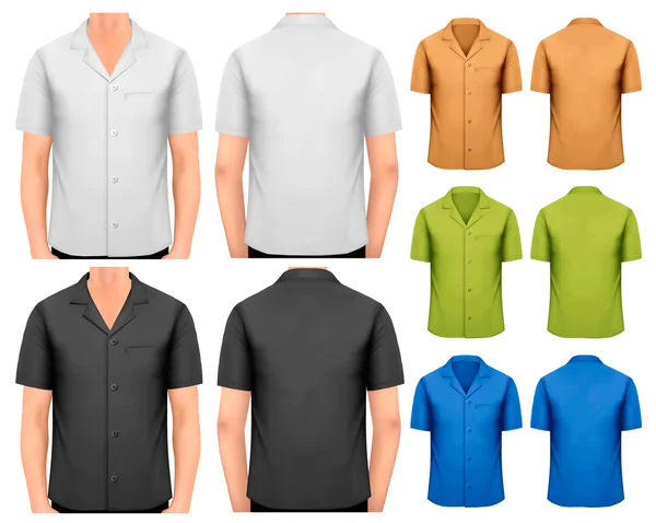 Camisetas para hombre en blanco y negro y color. Plantilla de diseño Vector — Vector de stock