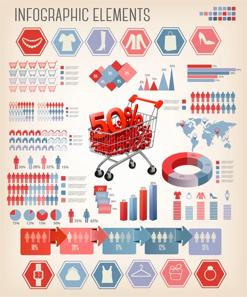 Infografica dello shopping. Vettore . — Vettoriale Stock