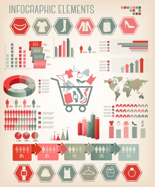 Shopping-Infografiken. Vektor. — Stockvektor