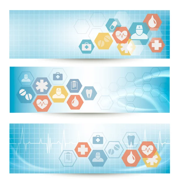 Three medical banners with icons. Vector. — Stock Vector