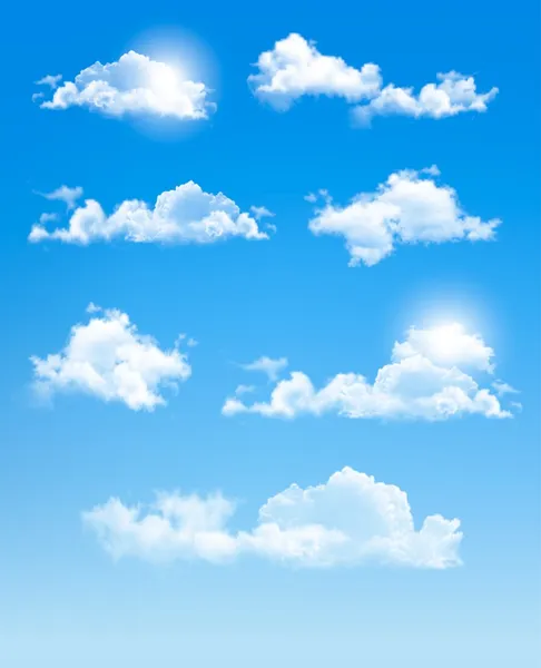 Set of transparent different clouds. Vector. — Stock Vector
