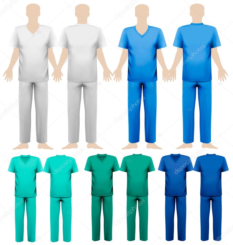 Set of medical overalls. Design template. Vector illustration. 