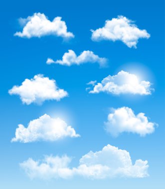 şeffaf farklı bulutlar kümesi. vektör. 