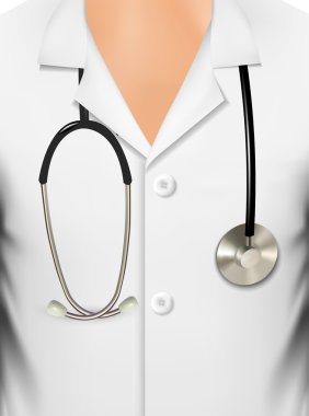 Doktorlar Beyaz önlük ve stetoskop ile kapatın. hasta vektör