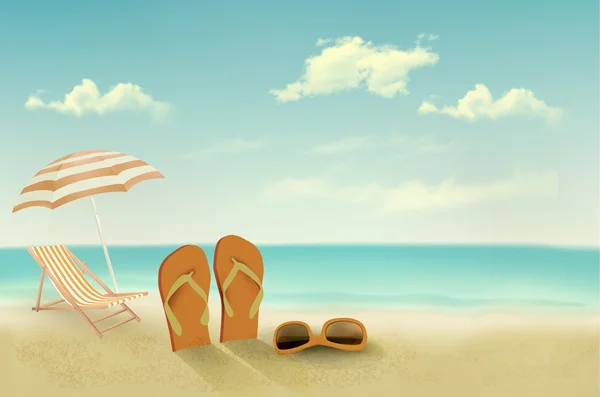 Fondo de vacaciones de verano retro. Vector — Vector de stock