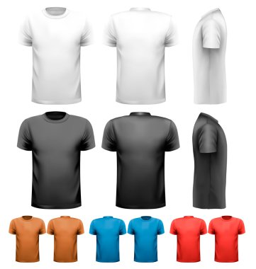 Colorful male t-shirts. Design template. Vector. clipart