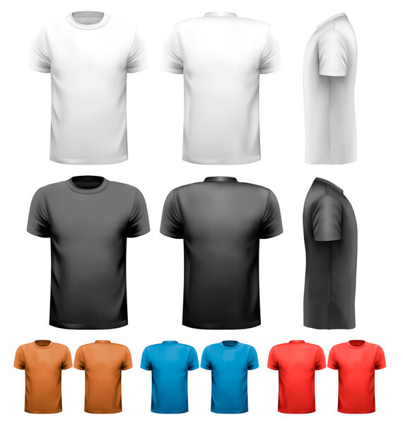 Colorful male t-shirts. Design template. Vector.