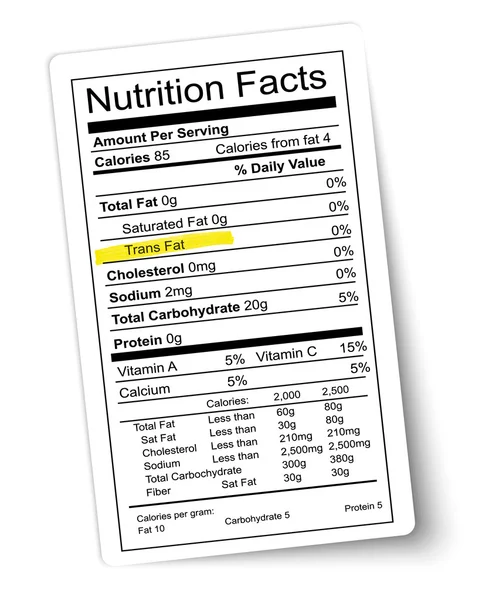 Nutrition facts label. Fat highlighted. Vector. — Stock Vector