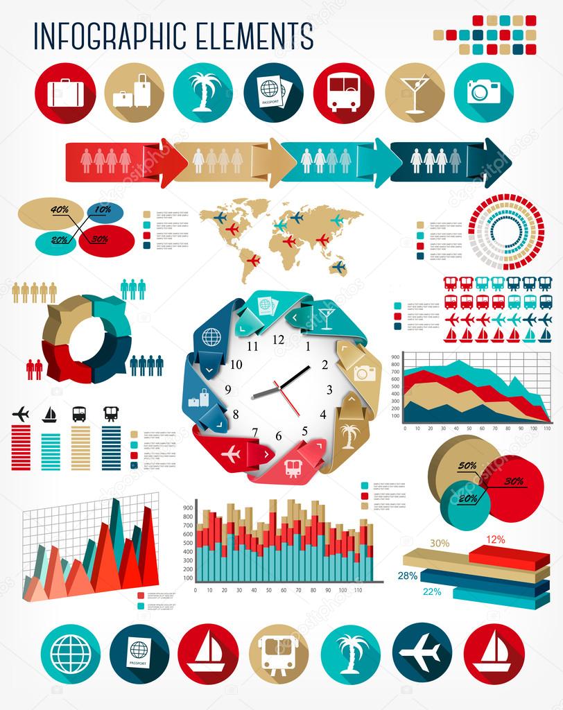 Vacation and travel infographics template. Vector.