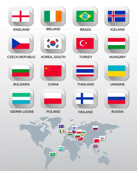 Lijst van vlaggen van verschillende landen. vector. — Stockvector
