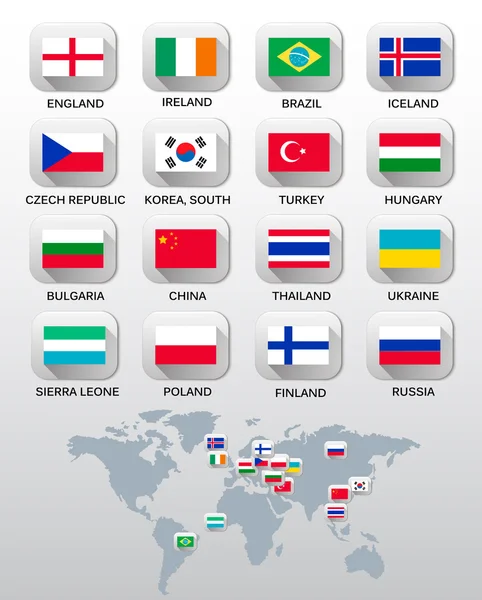 Bandeiras de diferentes países. Vetor . —  Vetores de Stock