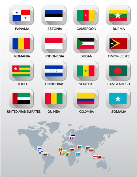 Banderas de diferentes países. Vector . — Vector de stock