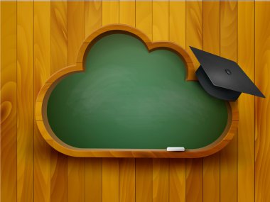 Kara bir bulut şeklinde. e-öğrenme kavramı. vektör. 