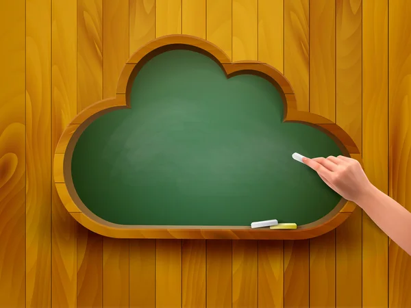 Πίνακα κιμωλίας σε σχήμα ένα σύννεφο. έννοια της ηλεκτρονικής μάθησης. διάνυσμα. — Διανυσματικό Αρχείο