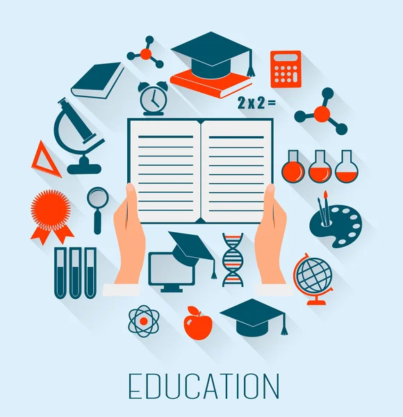 Flat design concept icons for education. E-learning concept. Vec Royalty Free Stock Illustrations