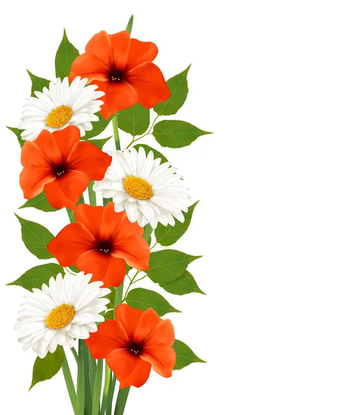 Fondo de verano con hermosas flores de colores. Ilustración vectorial — Vector de stock