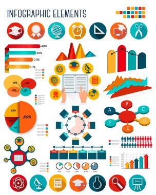 büyük eğitim infographics öğeleri kümesi. vektör. 