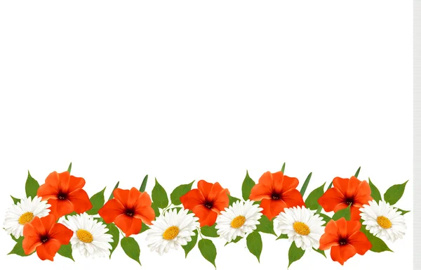 Καλοκαίρι φόντο με πολύχρωμο όμορφα λουλούδια. διάνυσμα Εικ — Διανυσματικό Αρχείο