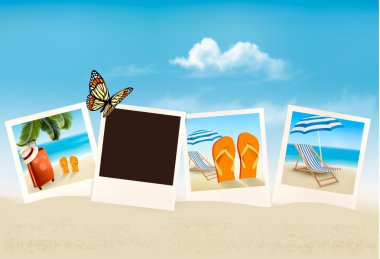 bir plaj tatil fotoğrafları. vektör. 