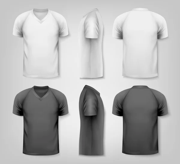 V-neck t-shirts with sample text space. Vector. — Stock Vector