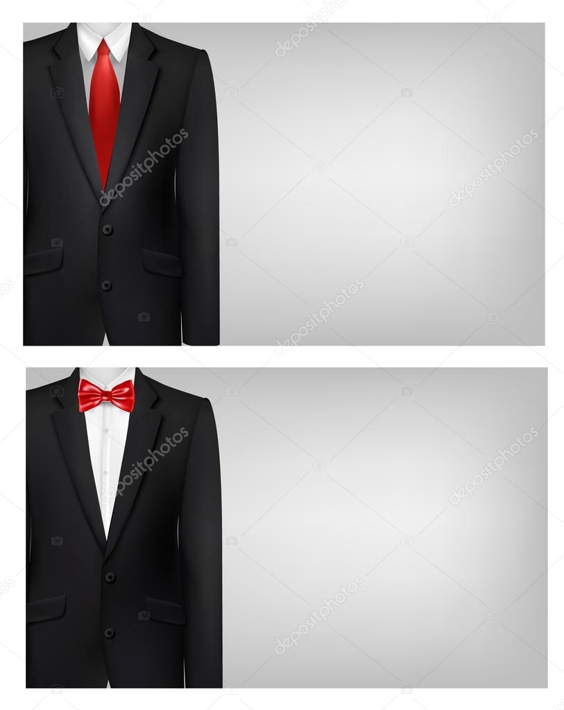 Two business cards with suits. Vector. 
