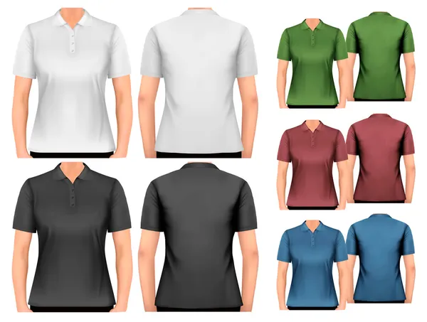 Camisetas de polo femeninas. Plantilla de diseño Vector . — Vector de stock