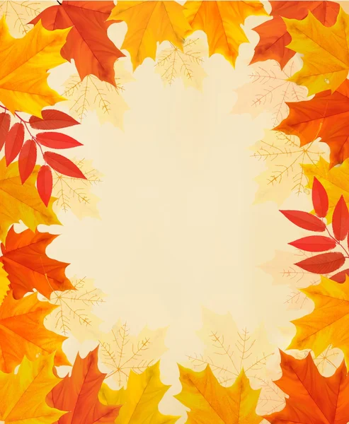 Retro autumn background with colorful leaves. Vector. — Stock Vector