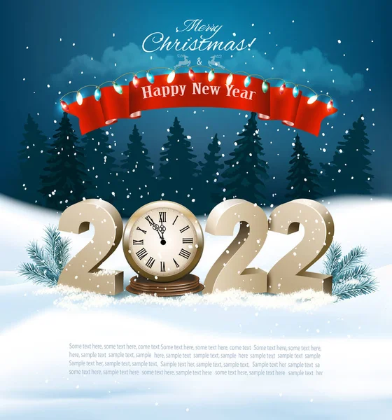 Feliz Navidad Feliz Año Nuevo 2022 Los Números Dorados Con — Archivo Imágenes Vectoriales