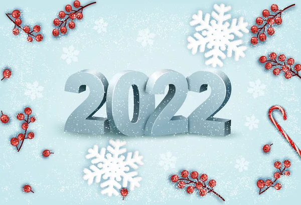 Feliz Año Nuevo Fondo Con 2022 Copos Nieve Vector — Archivo Imágenes Vectoriales