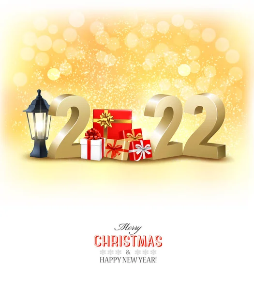 Feliz Año Nuevo Navidad Fondo Vacaciones Con 2022 Números Dorados — Archivo Imágenes Vectoriales