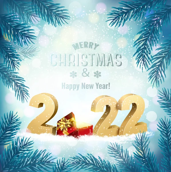 Maerry Christmas Happy New Year Background 2022 Magic Box Vector — Stock Vector