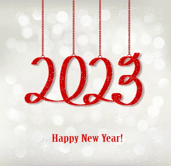 2023 Новорічний Святковий Фон Червоними Стрічками Векторні — стоковий вектор