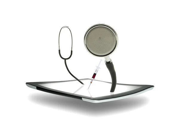 Tablet with a stethoscope — Stock Photo, Image