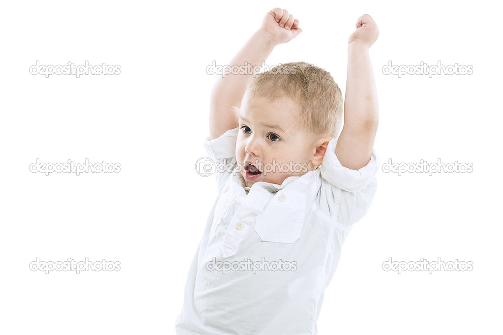 Excited playful little boy