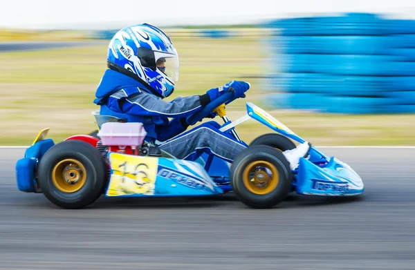 Unknown pilot competing in National Karting Championship 2012 — Stock Photo, Image