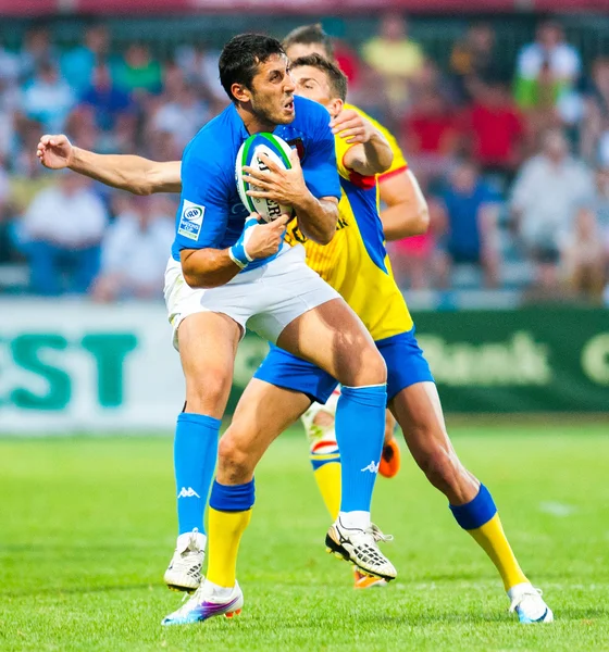 Rugby oyuncuları sırasında ortaya çıkan İtalya Romanya vs — Stok fotoğraf