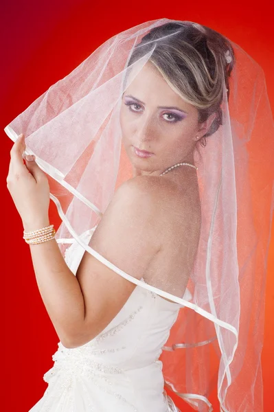 Close-up van portret van de bruid — Stockfoto