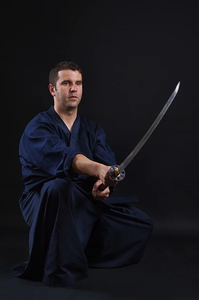 Kendo fighter en el estudio — Foto de Stock