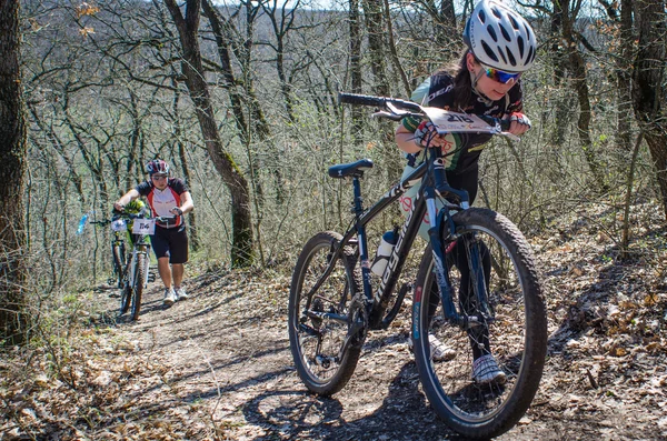 Bike racer on the competition — Stock Photo, Image