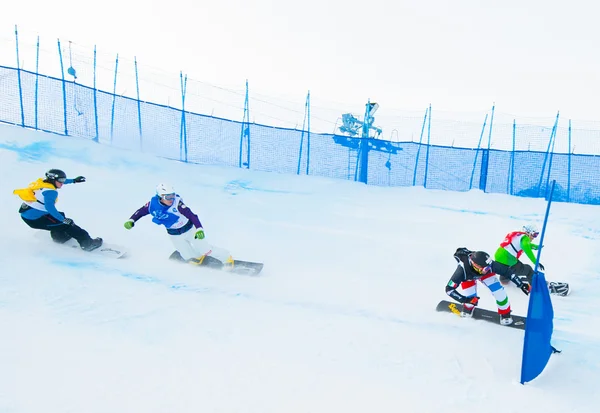 Кортіна-д'Ампеццо - 22 грудня: невідомий сноубордистів за — стокове фото