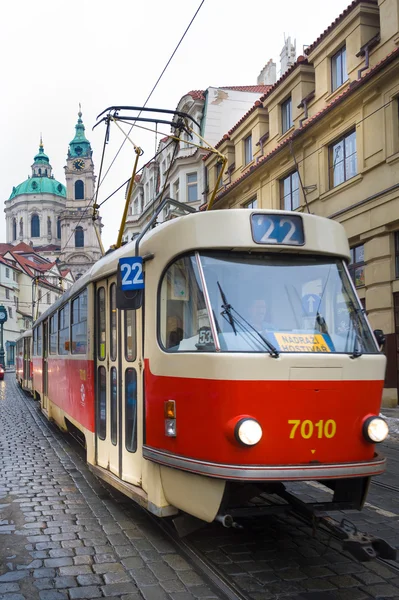 Červená tramvaj — Stock fotografie